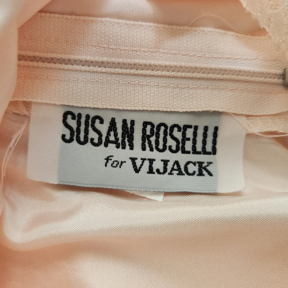 Susan Roselli for Vijack Womens |VTG 13/14| VTG 80s Pastel Pink Lace Midi Dress - Picture 8 of 10